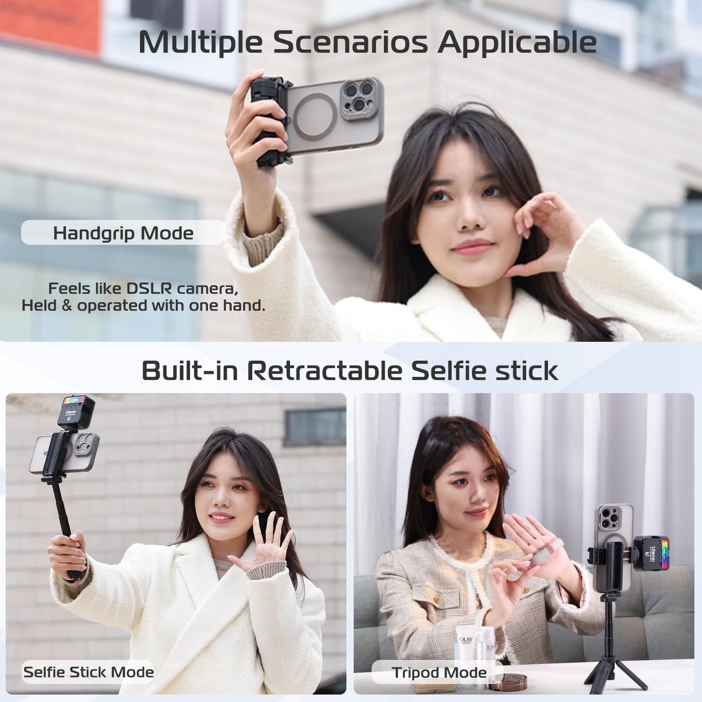 š„2025 NEW SALE - 49% OFFš„Extendable Grip Phone Tripod with Detachable Remote (Pocket Size)