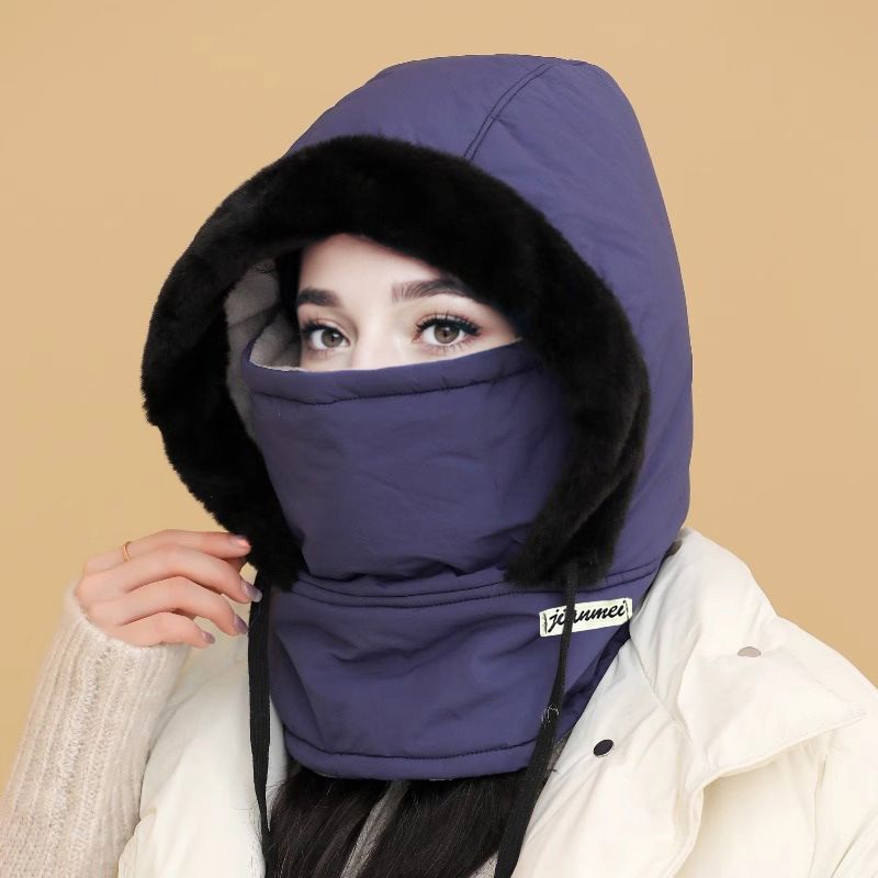 🧣❄️ Plush-Lined Thermal Hat with Face Mask - Full Head & Face Protection for Extreme Cold, Unisex Comfort for Skiing/Mountaineering 🏔️🔥