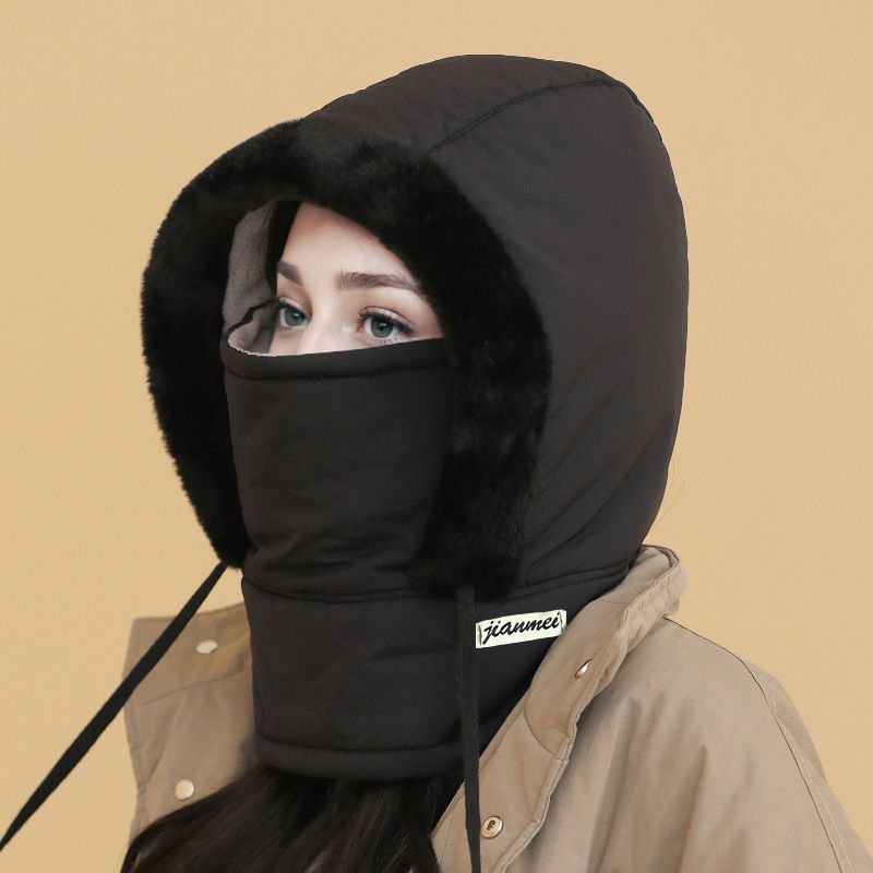 🧣❄️ Plush-Lined Thermal Hat with Face Mask - Full Head & Face Protection for Extreme Cold, Unisex Comfort for Skiing/Mountaineering 🏔️🔥
