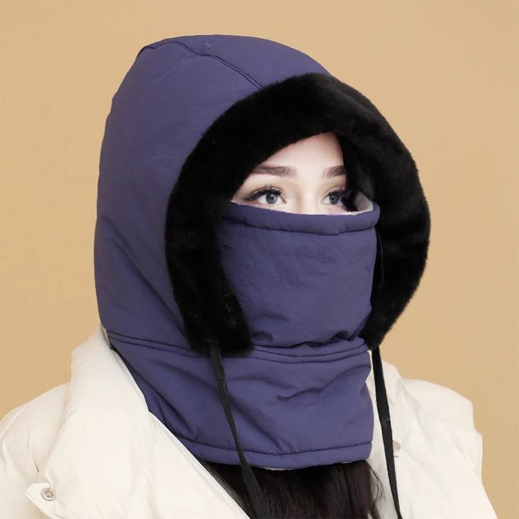 🧣❄️ Plush-Lined Thermal Hat with Face Mask - Full Head & Face Protection for Extreme Cold, Unisex Comfort for Skiing/Mountaineering 🏔️🔥
