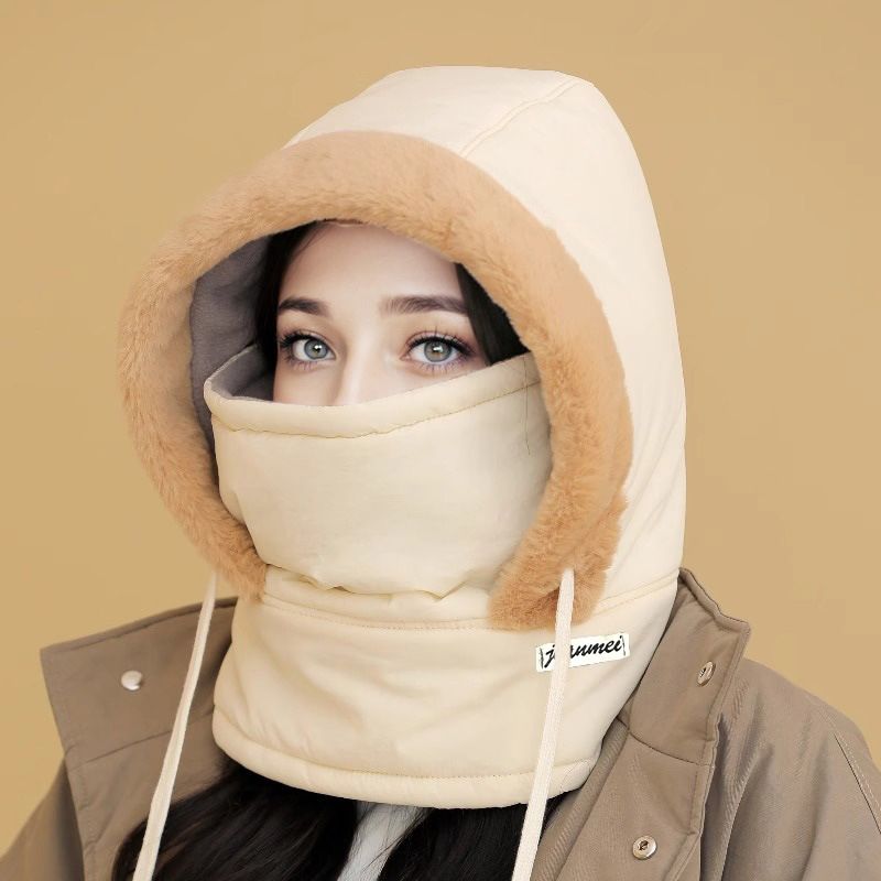🧣❄️ Plush-Lined Thermal Hat with Face Mask - Full Head & Face Protection for Extreme Cold, Unisex Comfort for Skiing/Mountaineering 🏔️🔥