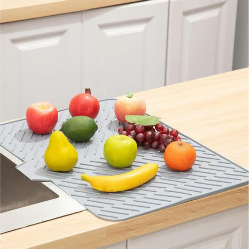 Large Size Silicone Drying Mat with Drain Lip