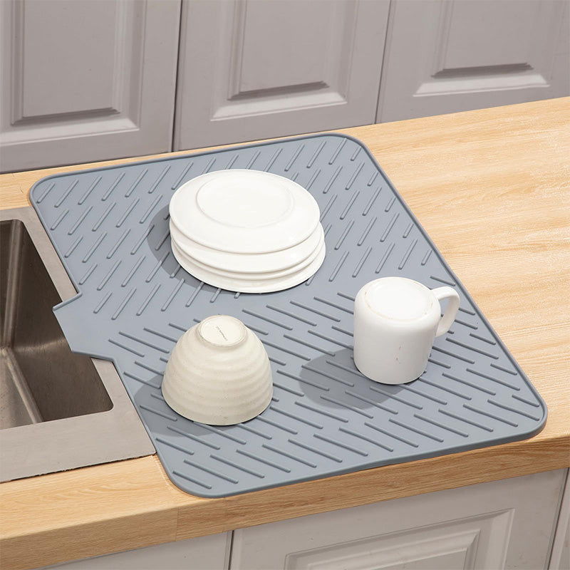Large Size Silicone Drying Mat with Drain Lip