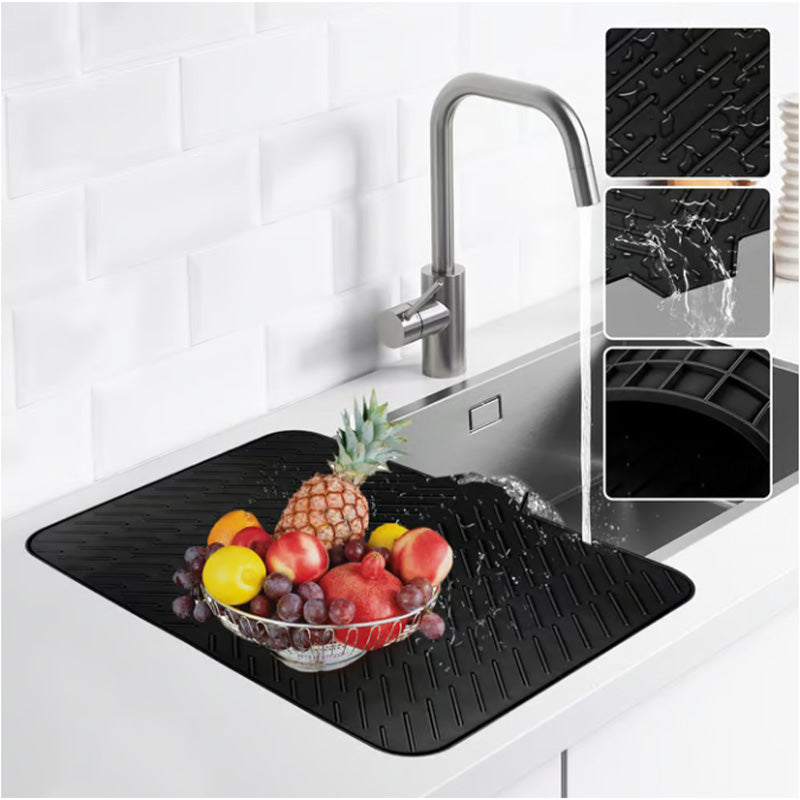 Large Size Silicone Drying Mat with Drain Lip