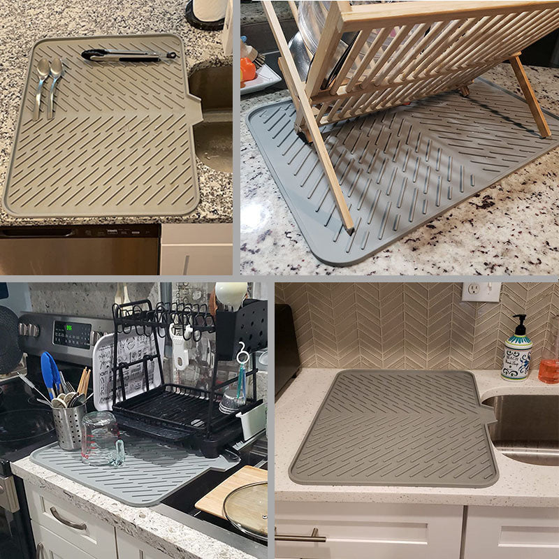 Large Size Silicone Drying Mat with Drain Lip
