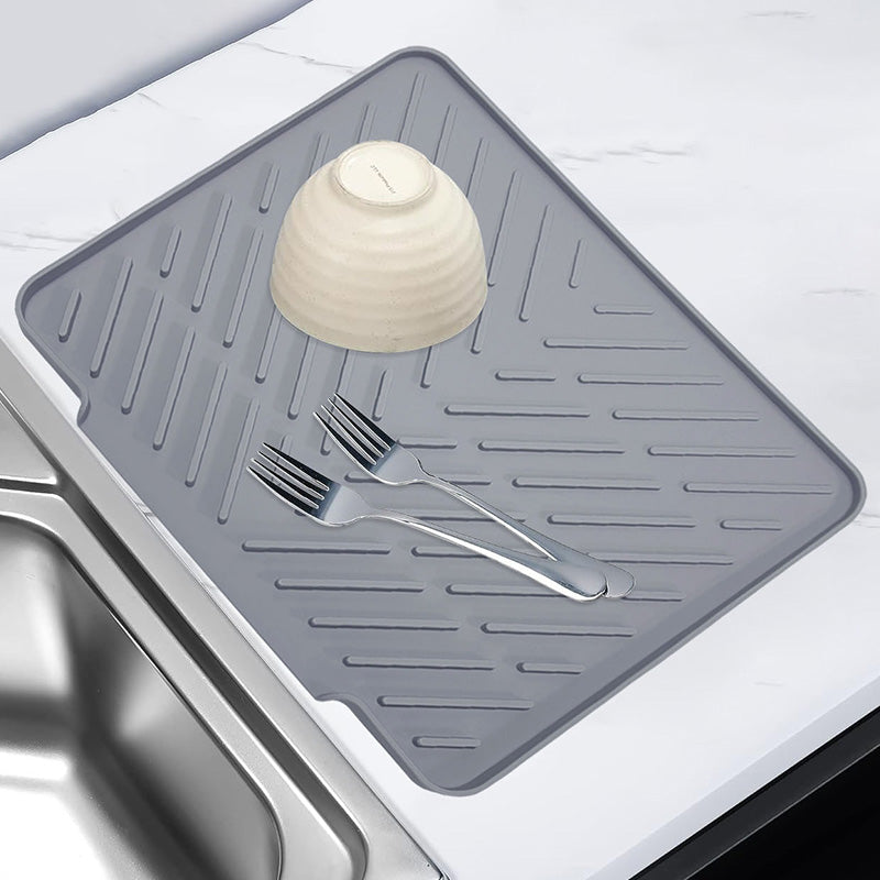 Large Size Silicone Drying Mat with Drain Lip