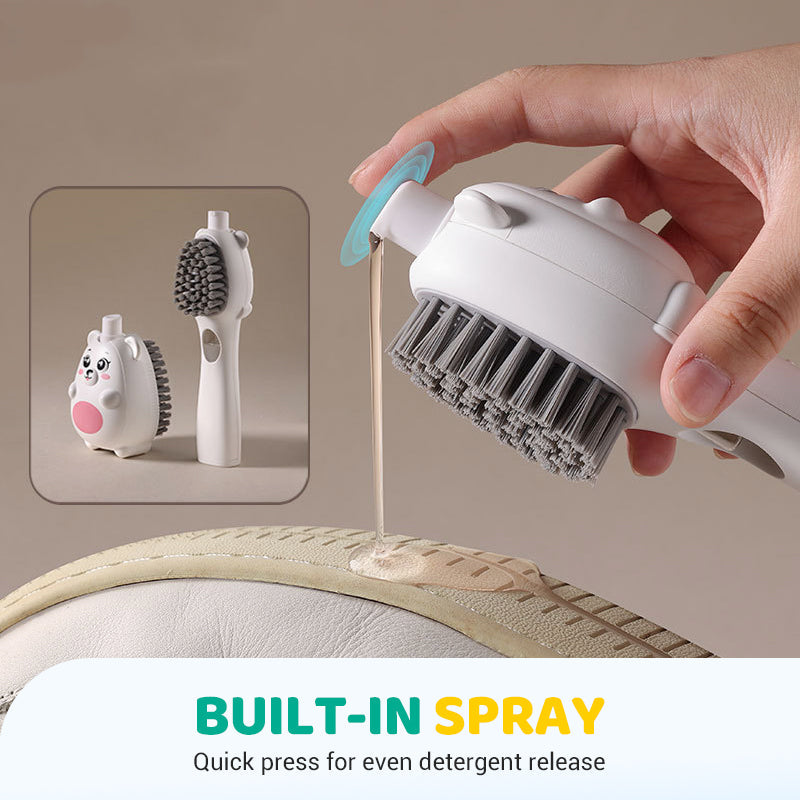 Laundry and Shoe Brush with Built-in Spray