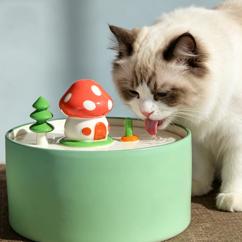 💐50% OFF ! Mushroom-Shaped Ceramic Pet Water Fountain – Encourages Hydration 🐱💧【Limited Offer】