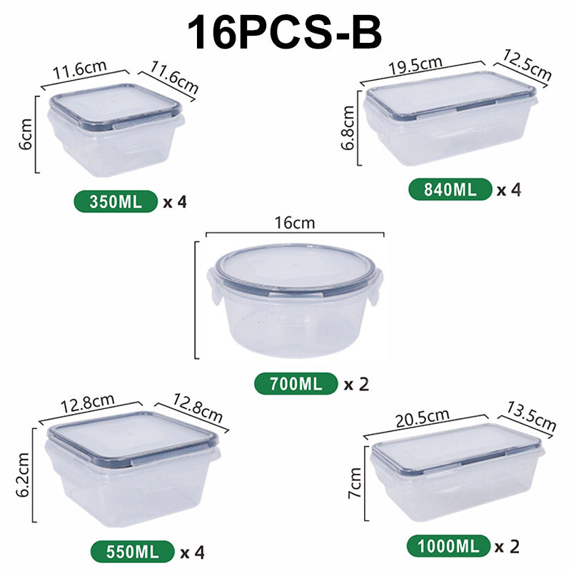 🍱 Food storage container set with lids – 12/16-piece set, ♻️ reusable – 💧 leak-proof, suitable for freezer ❄️, oven 🔥, microwave ⏲️ and dishwasher 🍽️