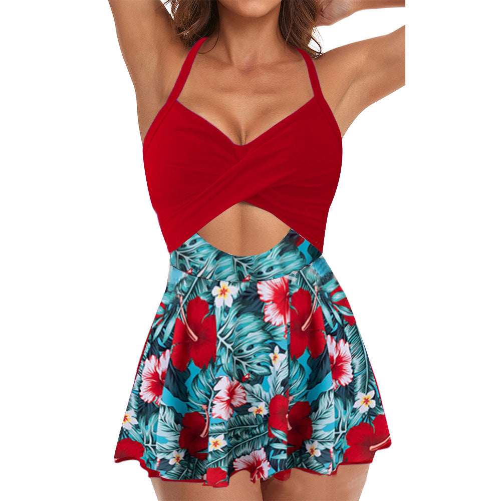 🏖️Summer Hot Sale 50% OFF🏝️Women's Cutout One Piece Skirt Swimsuit – V-Neck, Tummy Control & Flirty Cutouts 🩱✨