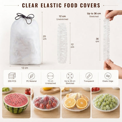 🥣 Elastic Stretch Food Covers – Clear Reusable Bowl & Plate Covers for Leftovers, Fruit & Food Storage