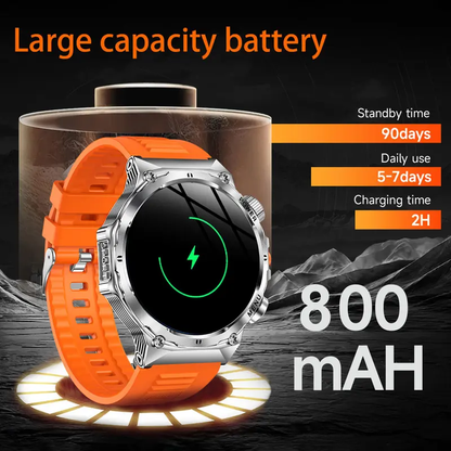 Men's military smartwatch,phone sync information, wireless call,flashlight/multiple exercise modes / fitnesstracker watch for Android and iPhone