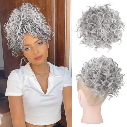 ⏳Limited-time 50% off⏰Elastic Drawstring Loose Short Curly Bun