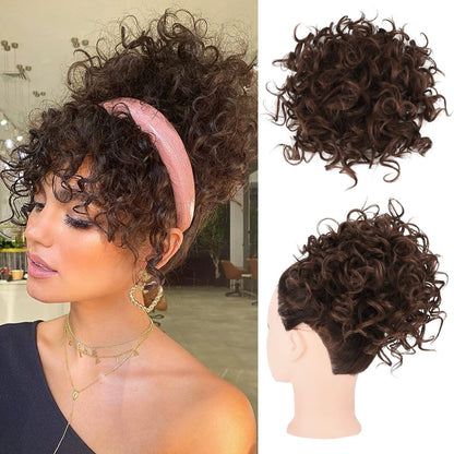 ⏳Limited-time 50% off⏰Elastic Drawstring Loose Short Curly Bun