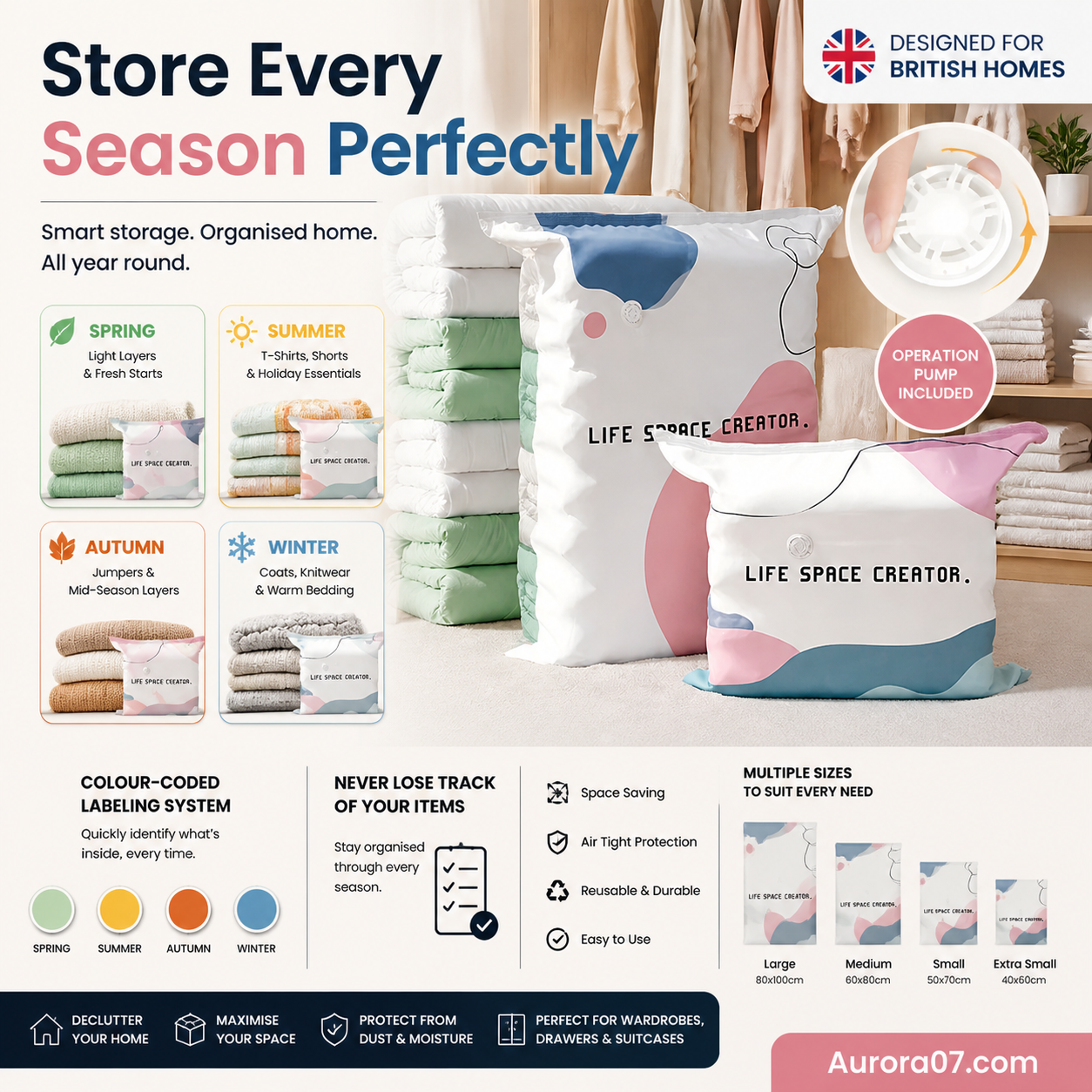 ⏳LAST DAY SALE ONLY $14.99!🏆🧳No‑Pump Vacuum Storage Bags – Press & seal, no pump needed. Saves 80% space, keeps clothes dry & dust‑free. Perfect for bulky bedding & off‑season gear. 🛏️🗄️