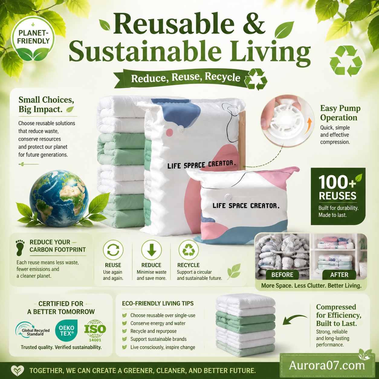 ⏳LAST DAY SALE ONLY $14.99!🏆🧳No‑Pump Vacuum Storage Bags – Press & seal, no pump needed. Saves 80% space, keeps clothes dry & dust‑free. Perfect for bulky bedding & off‑season gear. 🛏️🗄️