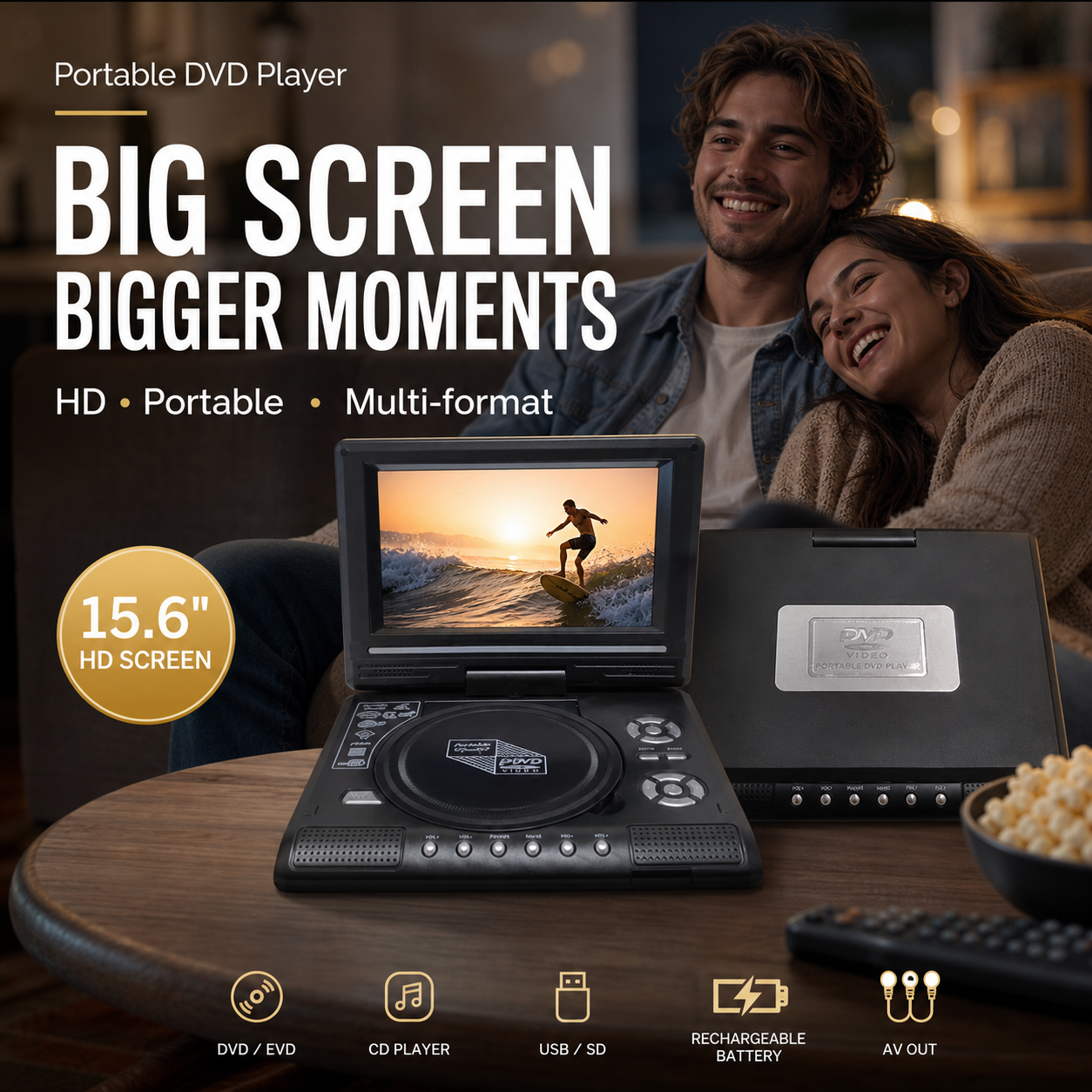 📺 7.8" HD Portable DVD/EVD Player – Large Screen, Rechargeable & Compatible with DVD/CD/USB/SD – Perfect for Home & Travel 🔥 50% OFF
