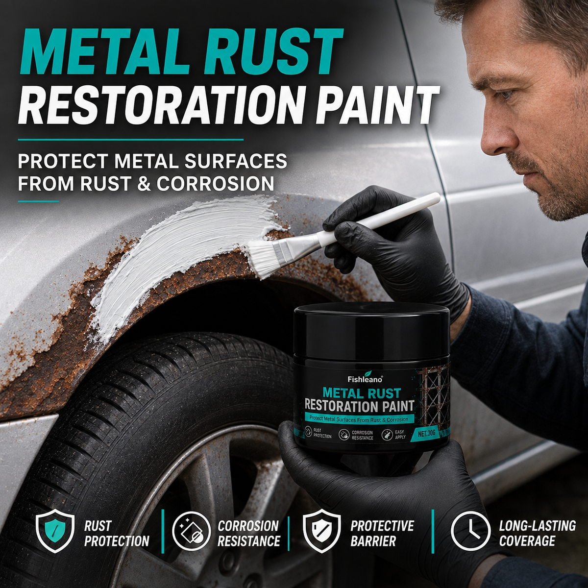 🥳 Hot Seller 🥳💞 Over 50,000 sold! 🔧🏠 50% off! Metal Rust-Proof Black & White Repair Paste—Repairs rusted car doors, railings, and tools. Forms a protective layer—no replacement needed! 🛡️✨