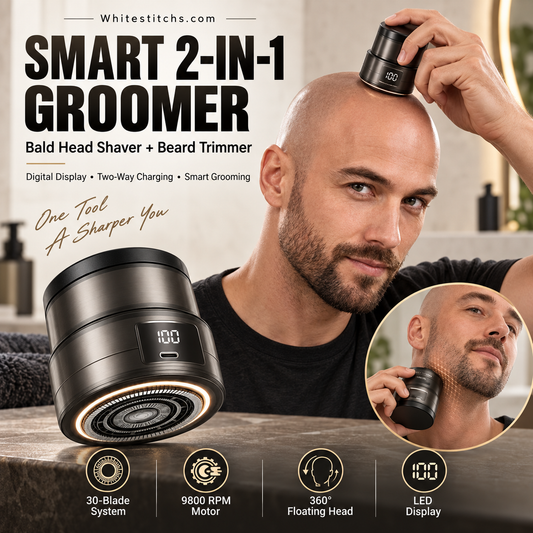 🎉 Hot Sale — Over 14,000 Sold! ⚡🔥 2-in-1 Smart Electric Bald Head Shaver and Beard Trimmer with Digital Display