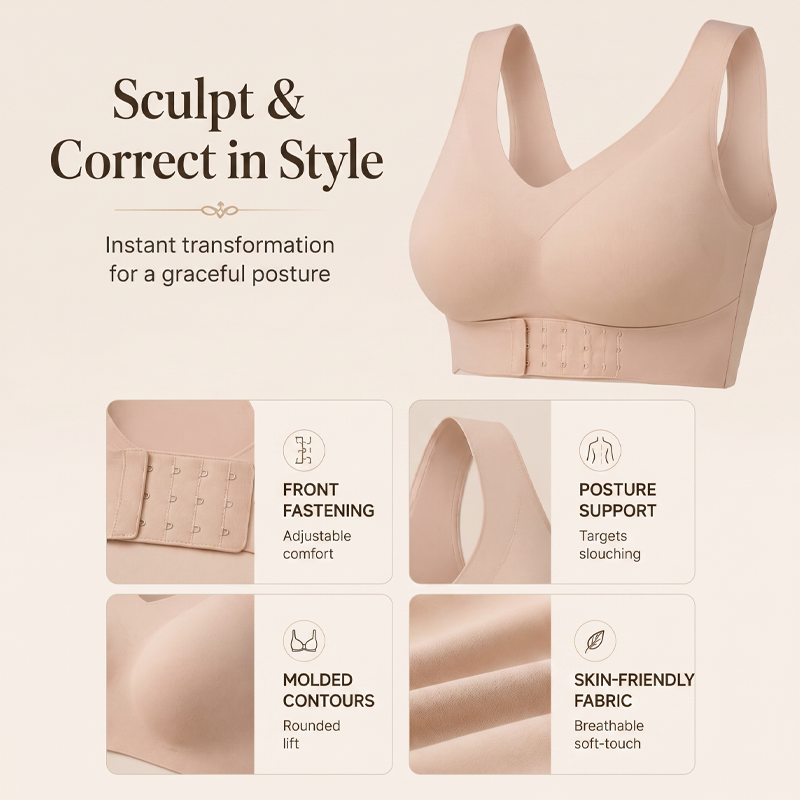 🔥🔥Women’s Beige Wireless Bra, Soft Breathable Non-removable Moulded Cups, Yoga Fitness Sportswear for Gym & Daily Training🔥