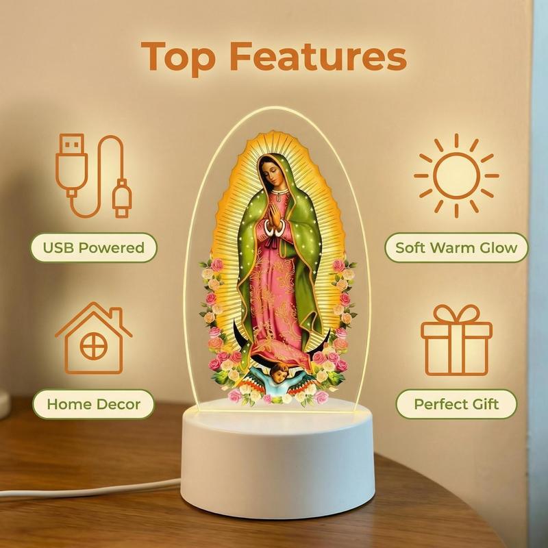 🙏Inspiring LED acrylic night light with religious theme✝️Virgin prayer lamp