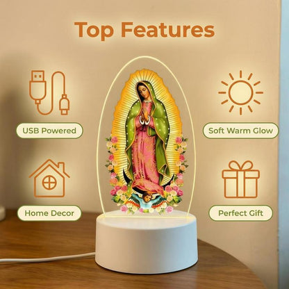 🙏Inspiring LED acrylic night light with religious theme✝️Virgin prayer lamp