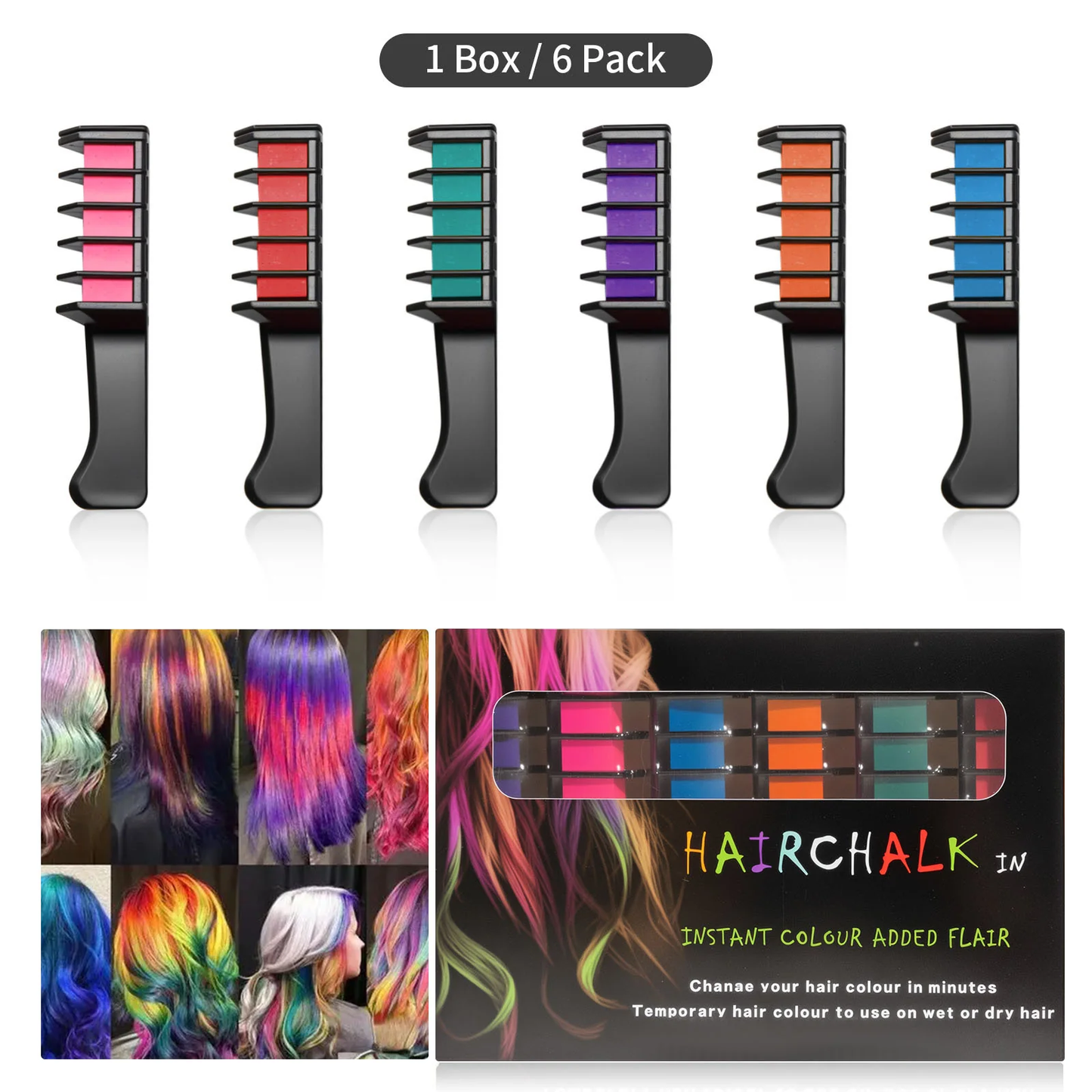 10PCS SET -🌈Festive Fun Hair Chalk Combs