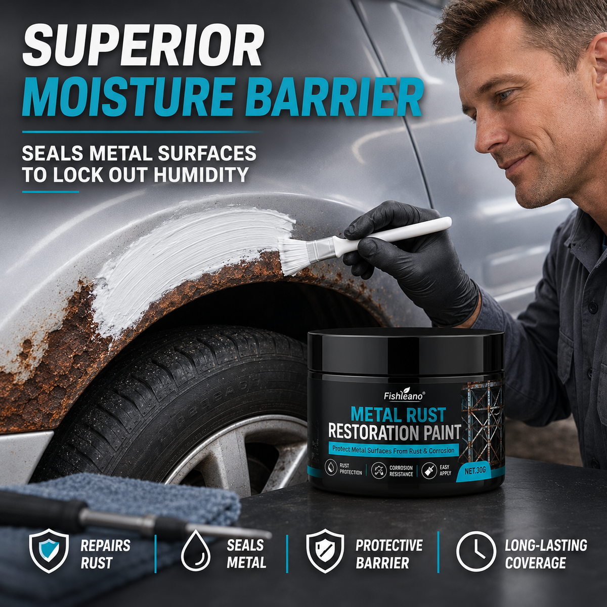🥳 Hot Seller 🥳💞 Over 50,000 sold! 🔧🏠 50% off! Metal Rust-Proof Black & White Repair Paste—Repairs rusted car doors, railings, and tools. Forms a protective layer—no replacement needed! 🛡️✨