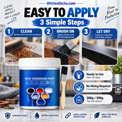 🛡️ 50% OFF NOW! 🎨 Weatherproof Rust Converter Paint – Turns Rust into Paintable Surface, Stops Corrosion & Blocks UV – No Sanding Needed ✨