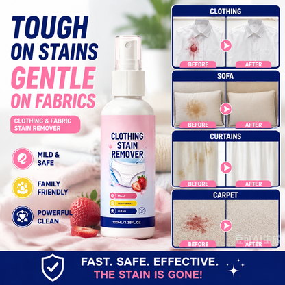 Powerful Fabric Stain Eraser Spray – No Harsh Chemicals, Safe for Sensitive Skin – Eliminates Old, Set-in Stains on Shirts, Pants, Linens