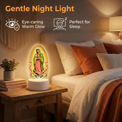 🙏Inspiring LED acrylic night light with religious theme✝️Virgin prayer lamp