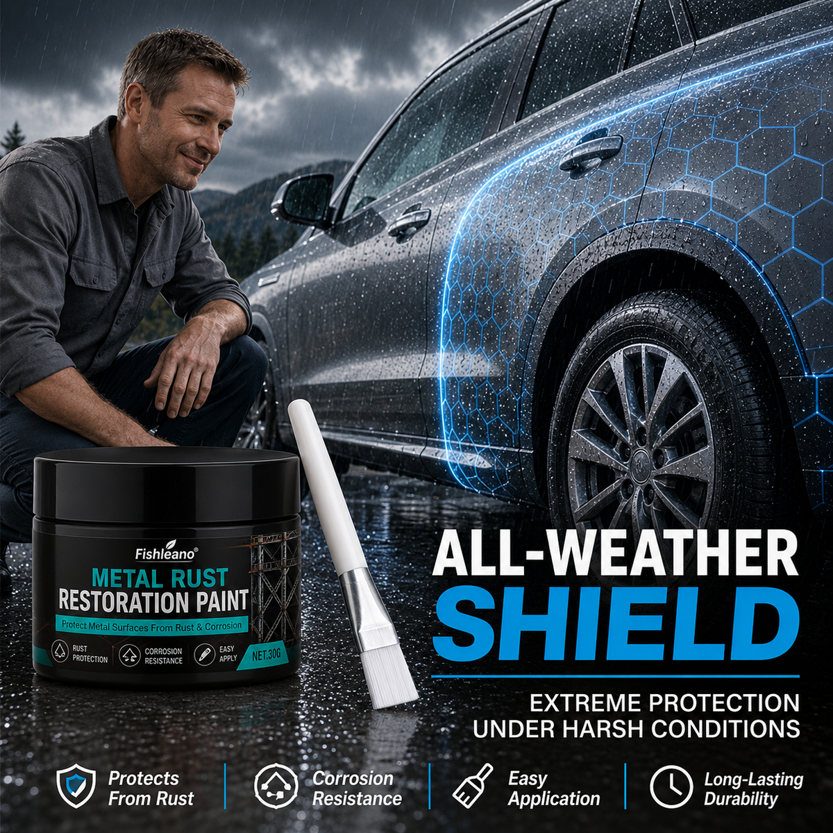 🥳 Hot Seller 🥳💞 Over 50,000 sold! 🔧🏠 50% off! Metal Rust-Proof Black & White Repair Paste—Repairs rusted car doors, railings, and tools. Forms a protective layer—no replacement needed! 🛡️✨