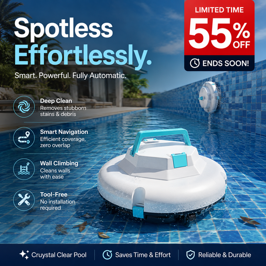 🤖New arrival 50% OFF!🌊Pool Cleaning Robot | Cordless · Powerful Suction · Smart Navigation · One-Touch Start · Easy-to-Remove Filter Basket🏖️
