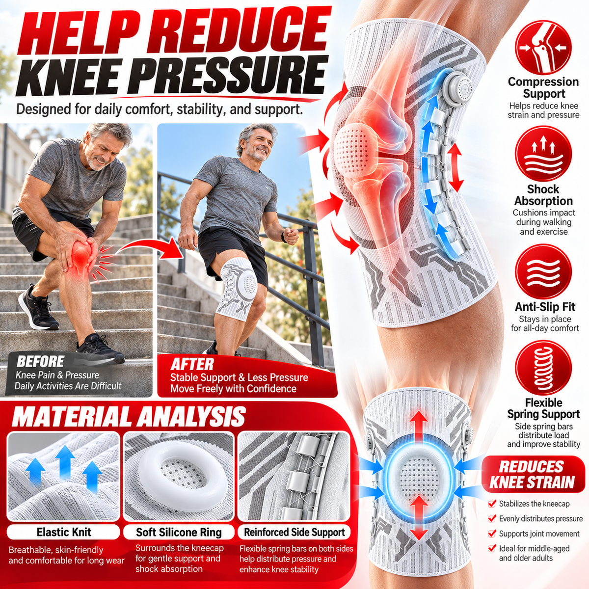 📢📢50% OFF! ⏰Dial-Adjustable Sports Knee Brace with Alloy Spring Support