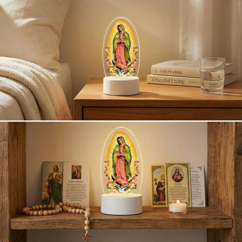 🙏Inspiring LED acrylic night light with religious theme✝️Virgin prayer lamp