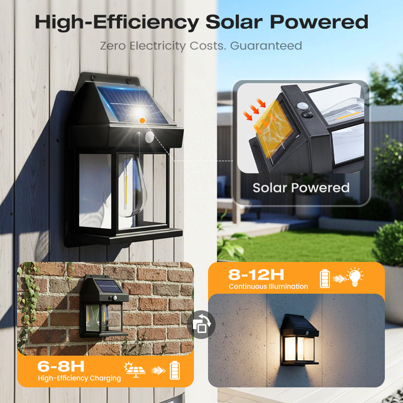 ✨ 50% OFF! 🏡 Solar Tungsten Wall Light – Auto-on, warm glow & wire-free ✨
