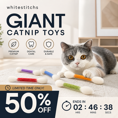 😺BORED CAT? FIX IT FAST!😺 Interactive Swab Toy – Premium Catnip, Durable Felt, Dental Care – Kicks, Chases & Pounces! 🐾