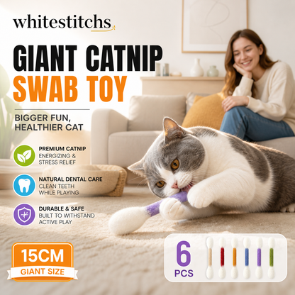 😺BORED CAT? FIX IT FAST!😺 Interactive Swab Toy – Premium Catnip, Durable Felt, Dental Care – Kicks, Chases & Pounces! 🐾