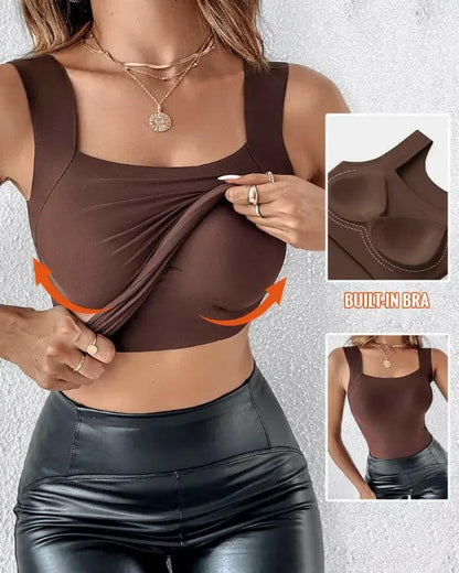 🔥Last Day 49% OFF💖Women’s U Neck Thermal Tank Tops with Built-In Bra
