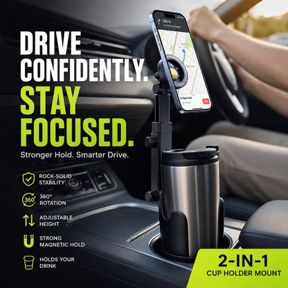 ⏳Time-Limited Special⏰Car Cup Holder Phone Mount – 360° Adjustable, Strong N52 Magnet, One-Hand Operation, Fits All Phones, Stable Magnetic & Clamp Models for Safe Driving