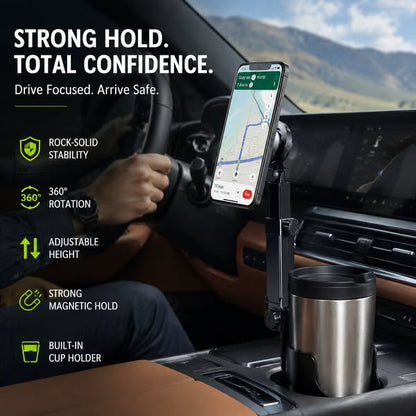 ⏳Time-Limited Special⏰Car Cup Holder Phone Mount – 360° Adjustable, Strong N52 Magnet, One-Hand Operation, Fits All Phones, Stable Magnetic & Clamp Models for Safe Driving