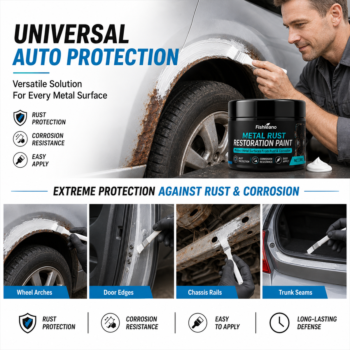 🥳 Hot Seller 🥳💞 Over 50,000 sold! 🔧🏠 50% off! Metal Rust-Proof Black & White Repair Paste—Repairs rusted car doors, railings, and tools. Forms a protective layer—no replacement needed! 🛡️✨