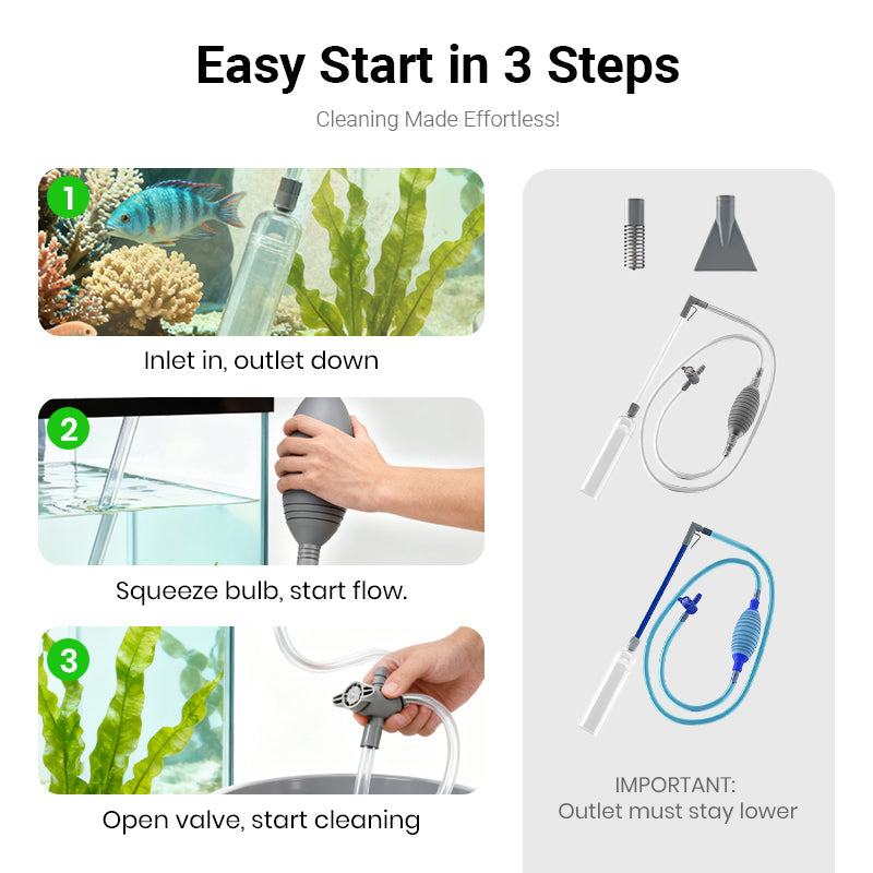 🐠 49% OFF LIMITED STOCK! ✨ Aquarium Vacuum Cleaner with Siphon - Gravel Filter & Flow Control for Effortless Water Change & Tank Maintenance 💦🌿