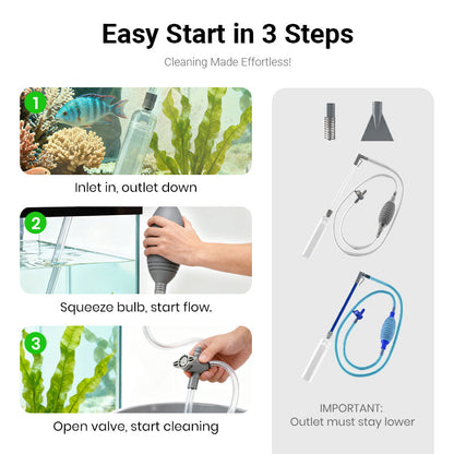 🐠 49% OFF LIMITED STOCK! ✨ Aquarium Vacuum Cleaner with Siphon - Gravel Filter & Flow Control for Effortless Water Change & Tank Maintenance 💦🌿