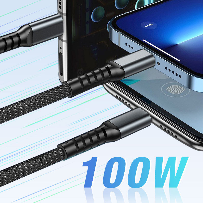 Transparent Luminous 3-in-1 Fast Charging Cable - USB-C/Micro-USB with LED Power Indicator & Nylon Braiding 📱💫