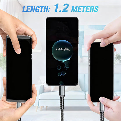 Transparent Luminous 3-in-1 Fast Charging Cable - USB-C/Micro-USB with LED Power Indicator & Nylon Braiding 📱💫