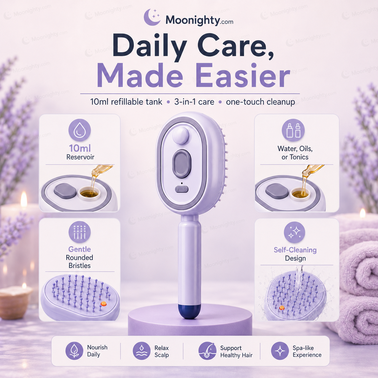 💧 Electric Spray & Massage Hairbrush – soothing scalp massage, fine mist spray & smooth hair care, detangling, nourishment & relaxation ✨