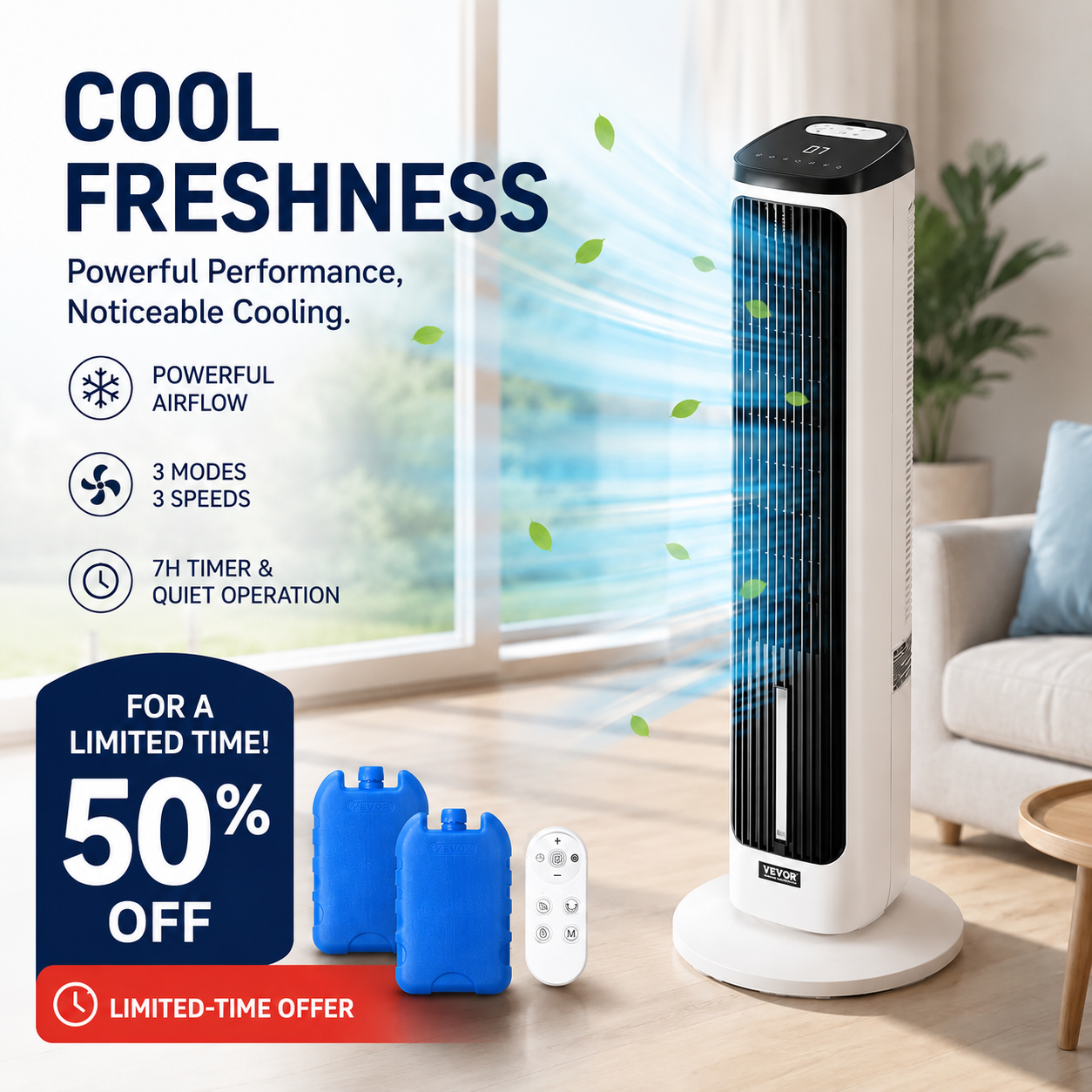 🎁2026 New Arrivals 50% OFF💥 USB-Powered Bladeless Tower Fan