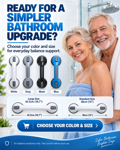 🚿🔒 Suction Cup Grab Bar – 50% OFF! Tool-free install on tiles & glass, strong vacuum hold, removable & reusable – no drilling needed. 💯
