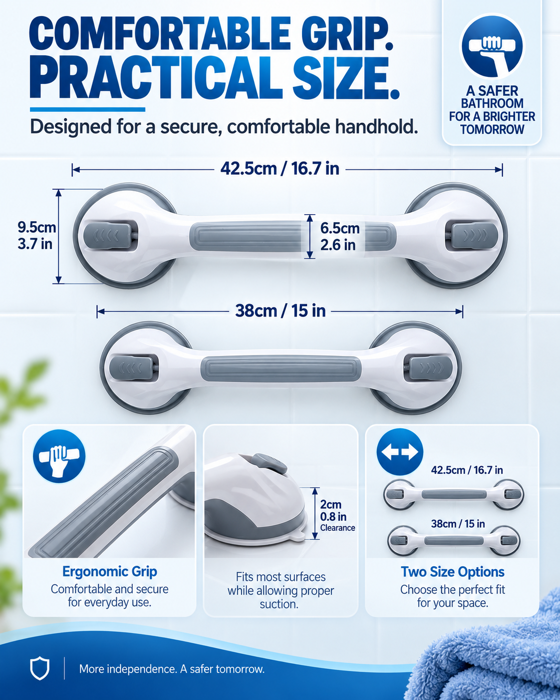 🚿🔒 Suction Cup Grab Bar – 50% OFF! Tool-free install on tiles & glass, strong vacuum hold, removable & reusable – no drilling needed. 💯